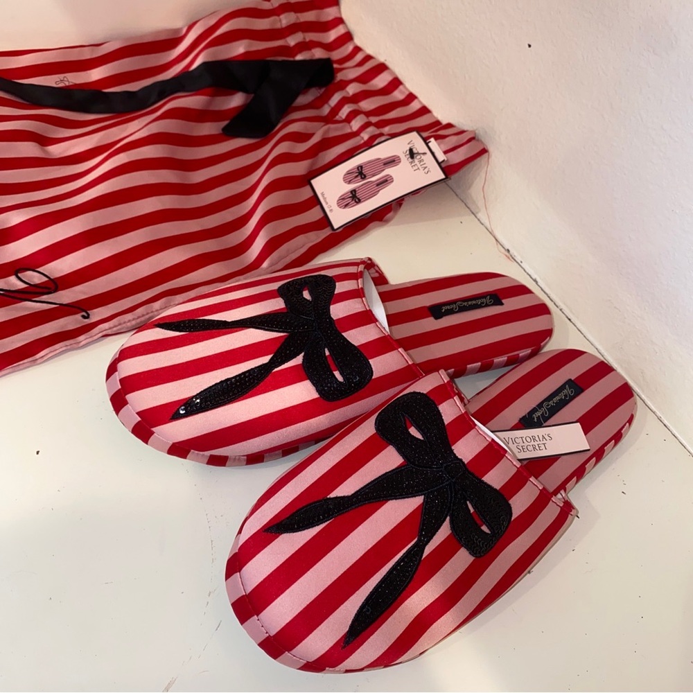 Victoria's Secret Pink and White Striped Slippers